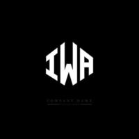 IWA letter logo design with polygon shape. IWA polygon and cube shape logo design. IWA hexagon vector logo template white and black colors. IWA monogram, business and real estate logo.