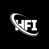 logotipo hfi. carta hfi. diseño de logotipo de letra hfi. logotipo de iniciales hfi vinculado con círculo y logotipo de monograma en mayúsculas. tipografía hfi para tecnología, negocios y marca inmobiliaria. vector