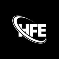 logotipo de hfe. hfe carta. diseño del logotipo de la letra hfe. logotipo de iniciales hfe vinculado con círculo y logotipo de monograma en mayúsculas. tipografía hfe para tecnología, negocios y marca inmobiliaria. vector