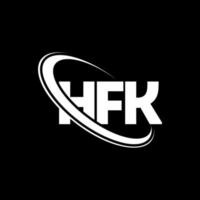 logotipo de hfk. carta hfk. diseño del logotipo de la letra hfk. logotipo de iniciales hfk vinculado con círculo y logotipo de monograma en mayúsculas. tipografía hfk para tecnología, negocios y marca inmobiliaria. vector