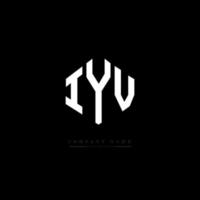 IYV letter logo design with polygon shape. IYV polygon and cube shape logo design. IYV hexagon vector logo template white and black colors. IYV monogram, business and real estate logo.