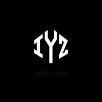 IYZ letter logo design with polygon shape. IYZ polygon and cube shape logo design. IYZ hexagon vector logo template white and black colors. IYZ monogram, business and real estate logo.