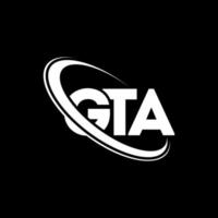 logotipo gta. carta gta. diseño de logotipo de letra gta. logotipo de gta iniciales vinculado con círculo y logotipo de monograma en mayúsculas. tipografía gta para tecnología, negocios y marca inmobiliaria. vector