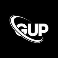 logotipo de gup. carta gup. diseño del logotipo de la letra gup. logotipo de iniciales gup vinculado con círculo y logotipo de monograma en mayúsculas. tipografía gup para tecnología, negocios y marca inmobiliaria. vector
