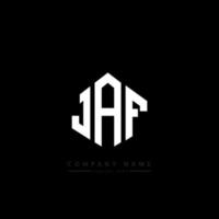 diseño de logotipo de letra jaf con forma de polígono. jaf polígono y diseño de logotipo en forma de cubo. jaf hexágono vector logo plantilla colores blanco y negro. monograma jaf, logotipo empresarial y inmobiliario.