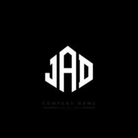 JAD letter logo design with polygon shape. JAD polygon and cube shape logo design. JAD hexagon vector logo template white and black colors. JAD monogram, business and real estate logo.