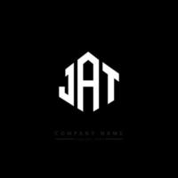 diseño de logotipo de letra jat con forma de polígono. jat polígono y diseño de logotipo en forma de cubo. jat hexagon vector logo plantilla colores blanco y negro. monograma jat, logotipo comercial y inmobiliario.