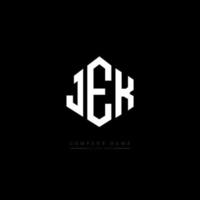 JEK letter logo design with polygon shape. JEK polygon and cube shape logo design. JEK hexagon vector logo template white and black colors. JEK monogram, business and real estate logo.