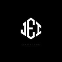 JEI letter logo design with polygon shape. JEI polygon and cube shape logo design. JEI hexagon vector logo template white and black colors. JEI monogram, business and real estate logo.