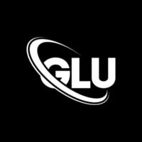 logotipo de glú. letra glú. diseño de logotipo de letra glu. logotipo de glu de iniciales vinculado con círculo y logotipo de monograma en mayúsculas. tipografía glu para tecnología, negocios y marca inmobiliaria. vector