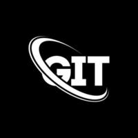 logotipo de Git. carta de git. diseño de logotipo de letra git. iniciales del logotipo de git vinculado con el círculo y el logotipo del monograma en mayúsculas. tipografía git para tecnología, negocios y marca inmobiliaria. vector