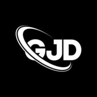 logotipo de gjd. carta gjd. diseño del logotipo de la letra gjd. Logotipo de las iniciales gjd vinculado con un círculo y un logotipo de monograma en mayúsculas. tipografía gjd para tecnología, negocios y marca inmobiliaria. vector