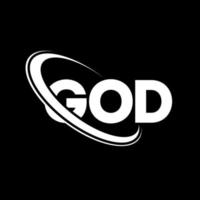 logotipo de dios. carta de dios. diseño del logotipo de la letra de dios. logotipo de dios de las iniciales vinculado con el círculo y el logotipo del monograma en mayúsculas. tipografía de dios para tecnología, negocios y marca inmobiliaria. vector