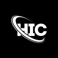 logotipo de hic. hic carta. diseño de logotipo de letra hic. logotipo de iniciales hic vinculado con círculo y logotipo de monograma en mayúsculas. tipografía hic para tecnología, negocios y marca inmobiliaria. vector