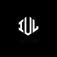 IUL letter logo design with polygon shape. IUL polygon and cube shape logo design. IUL hexagon vector logo template white and black colors. IUL monogram, business and real estate logo.