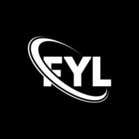 logotipo de fyl. letra fyl. diseño de logotipo de letra fyl. logotipo de las iniciales fyl vinculado con un círculo y un logotipo de monograma en mayúsculas. tipografía fyl para tecnología, negocios y marca inmobiliaria. vector