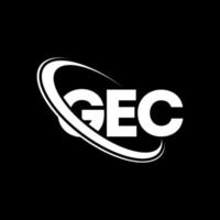 logotipo de gec. letra gec. diseño del logotipo de la letra gec. logotipo de iniciales gec vinculado con círculo y logotipo de monograma en mayúsculas. tipografía gec para tecnología, negocios y marca inmobiliaria. vector
