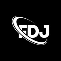 logotipo de dj. carta fdj. diseño del logotipo de la letra fdj. logotipo de iniciales fdj vinculado con círculo y logotipo de monograma en mayúsculas. tipografía fdj para tecnología, negocios y marca inmobiliaria. vector