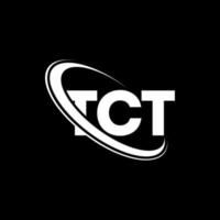 logotipo de tct. carta tct. diseño de logotipo de letra tct. logotipo de iniciales tct vinculado con círculo y logotipo de monograma en mayúsculas. tipografía tct para tecnología, negocios y marca inmobiliaria. vector