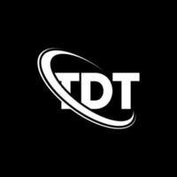 logotipo de tdt. carta tdt. diseño del logotipo de la letra tdt. Logotipo de iniciales tdt vinculado con círculo y logotipo de monograma en mayúsculas. tipografía tdt para tecnología, negocios y marca inmobiliaria. vector