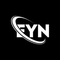 logotipo de eyn. carta eyn. diseño del logotipo de la letra eyn. logotipo de las iniciales eyn vinculado con un círculo y un logotipo de monograma en mayúsculas. tipografía eyn para tecnología, negocios y marca inmobiliaria. vector