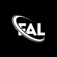 logotipo falso. letra falsa. diseño del logotipo de la letra fal. logotipo de fal de iniciales vinculado con círculo y logotipo de monograma en mayúsculas. tipografía falsa para tecnología, negocios y marca inmobiliaria. vector