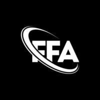 logotipo de la ffa. carta ffa. diseño del logotipo de la letra ffa. logotipo de las iniciales ffa vinculado con un círculo y un logotipo de monograma en mayúsculas. tipografía ffa para tecnología, negocios y marca inmobiliaria. vector