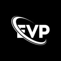 logotipo de ev. carta ev. diseño del logotipo de la letra evp. logotipo de iniciales evp vinculado con círculo y logotipo de monograma en mayúsculas. tipografía evp para tecnología, negocios y marca inmobiliaria. vector