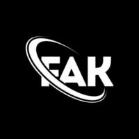 FAK logo. FAK letter. FAK letter logo design. Initials FAK logo linked with circle and uppercase monogram logo. FAK typography for technology, business and real estate brand. vector