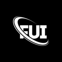 logotipo de fui. Fui carta. diseño del logotipo de la letra fui. logotipo de las iniciales fui vinculado con un círculo y un logotipo de monograma en mayúsculas. fui tipografía para tecnología, negocios y marca inmobiliaria. vector