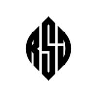 RSJ circle letter logo design with circle and ellipse shape. RSJ ellipse letters with typographic style. The three initials form a circle logo. RSJ Circle Emblem Abstract Monogram Letter Mark Vector. vector