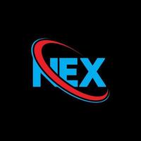 NEX logo. NEX letter. NEX letter logo design. Initials NEX logo linked with circle and uppercase monogram logo. NEX typography for technology, business and real estate brand. vector