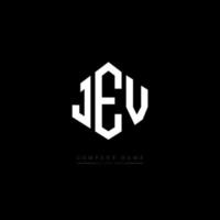 JEV letter logo design with polygon shape. JEV polygon and cube shape logo design. JEV hexagon vector logo template white and black colors. JEV monogram, business and real estate logo.