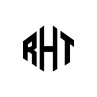 RHT letter logo design with polygon shape. RHT polygon and cube shape logo design. RHT hexagon vector logo template white and black colors. RHT monogram, business and real estate logo.