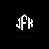 JFK letter logo design with polygon shape. JFK polygon and cube shape logo design. JFK hexagon vector logo template white and black colors. JFK monogram, business and real estate logo.