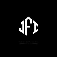JFI letter logo design with polygon shape. JFI polygon and cube shape logo design. JFI hexagon vector logo template white and black colors. JFI monogram, business and real estate logo.