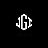 JGI letter logo design with polygon shape. JGI polygon and cube shape logo design. JGI hexagon vector logo template white and black colors. JGI monogram, business and real estate logo.