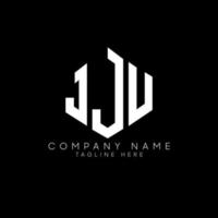 JJU letter logo design with polygon shape. JJU polygon and cube shape logo design. JJU hexagon vector logo template white and black colors. JJU monogram, business and real estate logo.