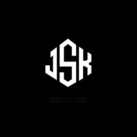 JSK letter logo design with polygon shape. JSK polygon and cube shape logo design. JSK hexagon vector logo template white and black colors. JSK monogram, business and real estate logo.