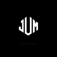 JUM letter logo design with polygon shape. JUM polygon and cube shape logo design. JUM hexagon vector logo template white and black colors. JUM monogram, business and real estate logo.