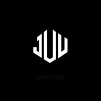 JUU letter logo design with polygon shape. JUU polygon and cube shape logo design. JUU hexagon vector logo template white and black colors. JUU monogram, business and real estate logo.