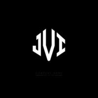 JVI letter logo design with polygon shape. JVI polygon and cube shape logo design. JVI hexagon vector logo template white and black colors. JVI monogram, business and real estate logo.