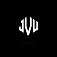 JVU letter logo design with polygon shape. JVU polygon and cube shape logo design. JVU hexagon vector logo template white and black colors. JVU monogram, business and real estate logo.