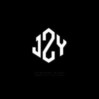 JZY letter logo design with polygon shape. JZY polygon and cube shape logo design. JZY hexagon vector logo template white and black colors. JZY monogram, business and real estate logo.