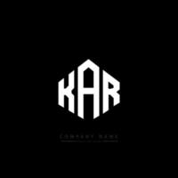 KAR letter logo design with polygon shape. KAR polygon and cube shape logo design. KAR hexagon vector logo template white and black colors. KAR monogram, business and real estate logo.