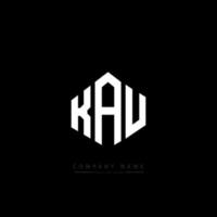 KAU letter logo design with polygon shape. KAU polygon and cube shape logo design. KAU hexagon vector logo template white and black colors. KAU monogram, business and real estate logo.