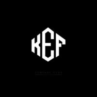 KEF letter logo design with polygon shape. KEF polygon and cube shape logo design. KEF hexagon vector logo template white and black colors. KEF monogram, business and real estate logo.