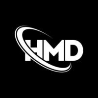 logotipo de hmd. letra hmd. diseño del logotipo de la letra hmd. logotipo de iniciales hmd vinculado con círculo y logotipo de monograma en mayúsculas. tipografía hmd para tecnología, negocios y marca inmobiliaria. vector