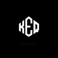 KEQ letter logo design with polygon shape. KEQ polygon and cube shape logo design. KEQ hexagon vector logo template white and black colors. KEQ monogram, business and real estate logo.