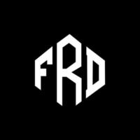 FRD letter logo design with polygon shape. FRD polygon and cube shape logo design. FRD hexagon vector logo template white and black colors. FRD monogram, business and real estate logo.